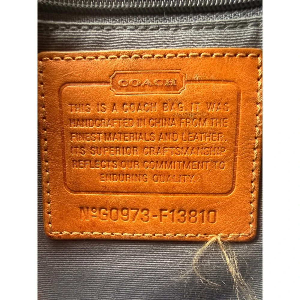 Coach Denim East West Gallery Tote Jacquard Signature C Blue Tan Leather Y2K